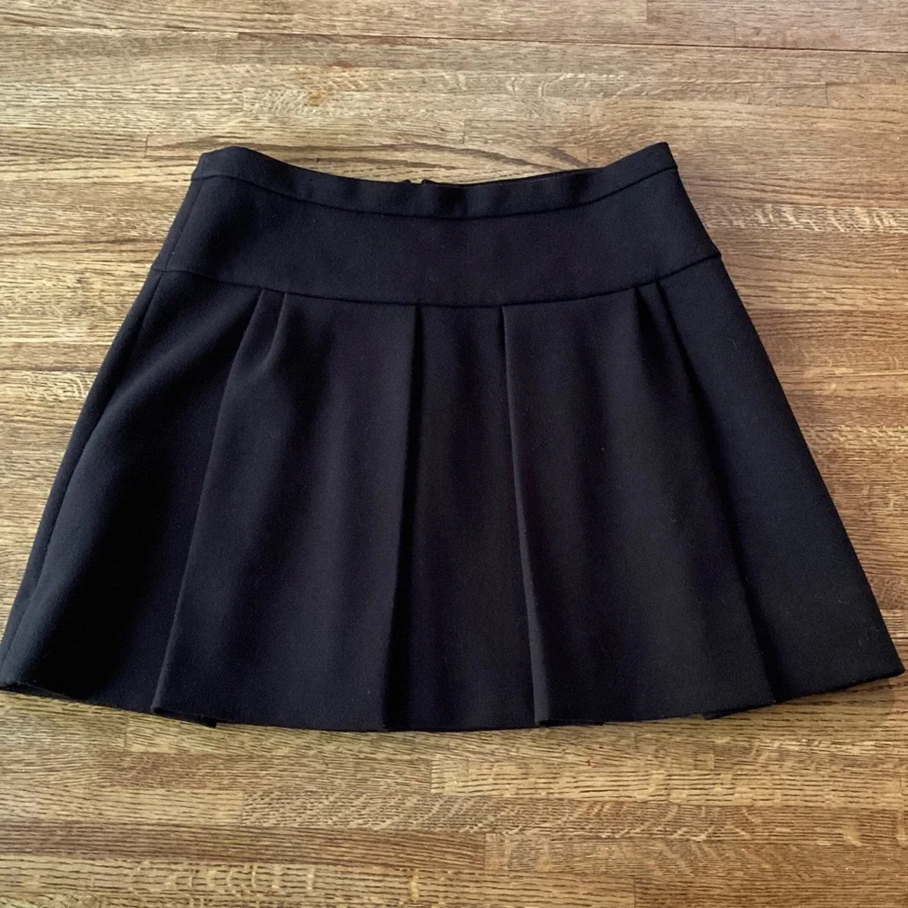 J. Crew Black A-Line Pleated Mini Skirt